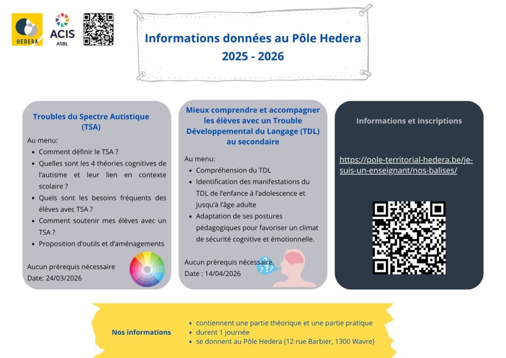 Informations données au Pôle Hedera en 2025 2026
